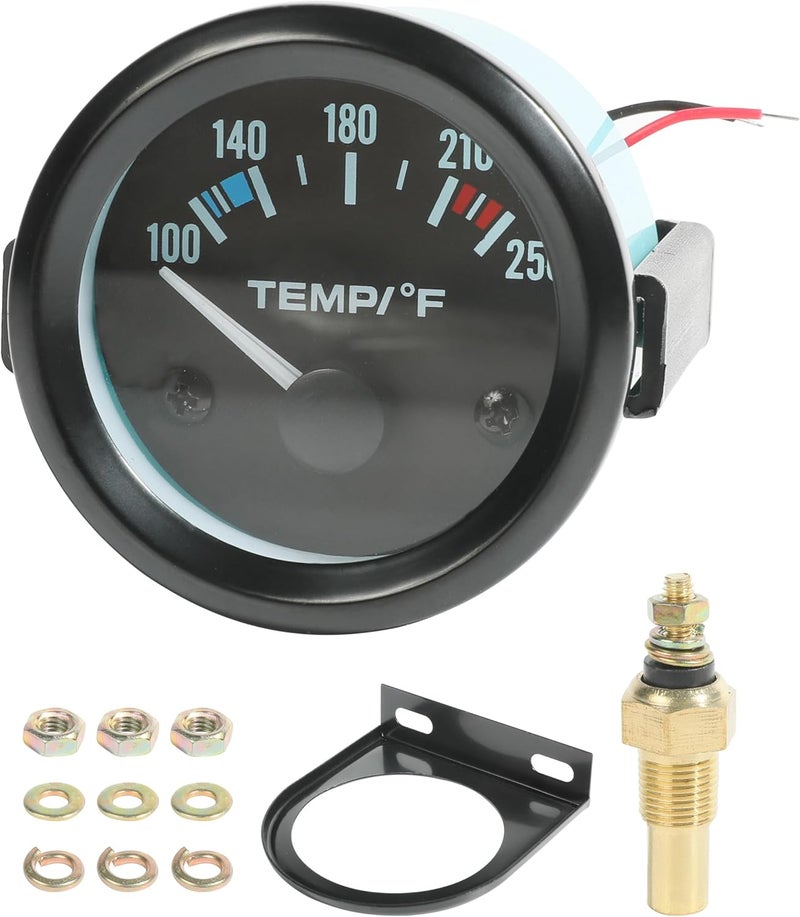 RACOONA 2" 52mm Water Temp Gauge,100-250℉ Water Temperature Gauge,Car Accessories Car Water Temp Gauge Meter with LED Backlight,Water Temp Thermometer Meter Kit for Car Truck Vehicle Automotive Boat - Image 1